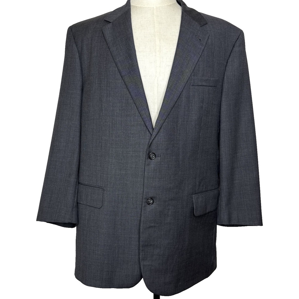 Jos A Bank Mens Signature 2-Piece Suit 46L Jacket 40x30 Pants Gray Tic Wool